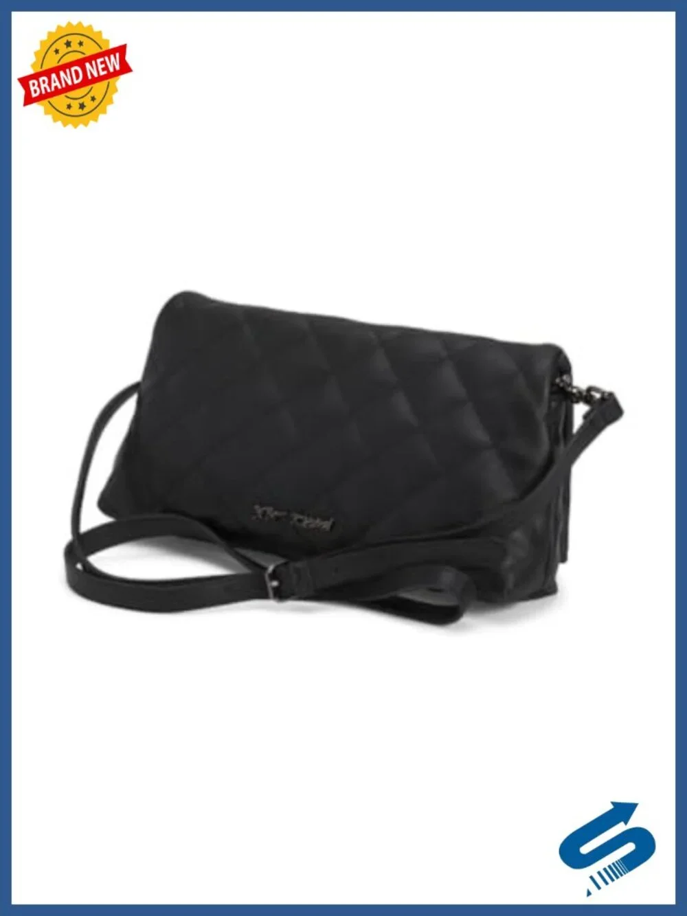 Quilted Faux Leather Convertible Flap Crossbody with Skull Studs